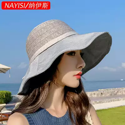 Fisherman's hat female big hat brim sun hat summer face-covering sunscreen hat anti-UV breathable sun hat tide