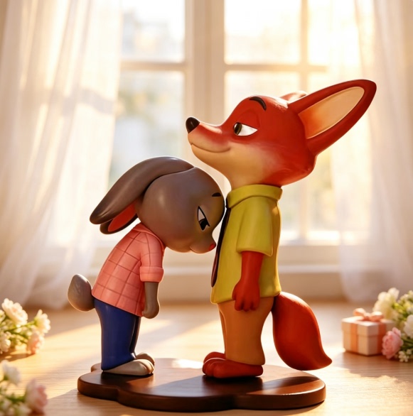 Zootopia Sweet Relying on Judy Nick Car Ornament Desktop Figurine Peripheral Valentine's Day Qixi Festival Gift