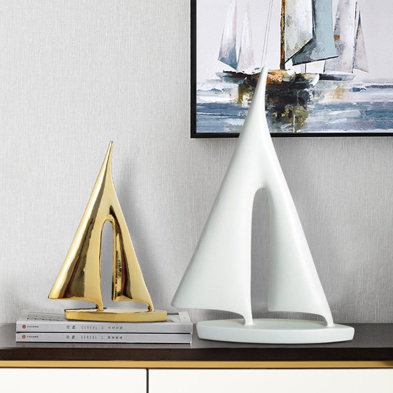 Sailboat Ornaments Resin Creative Modern Light Luxury Living Room Decor Office Desk Decor