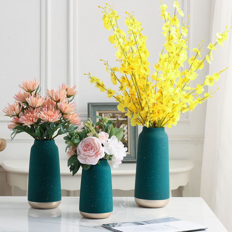 Vase decoration Flower arrangement Living room TV cabinet Dining table decoration flowers Modern simple style Ceramic flower three-piece set