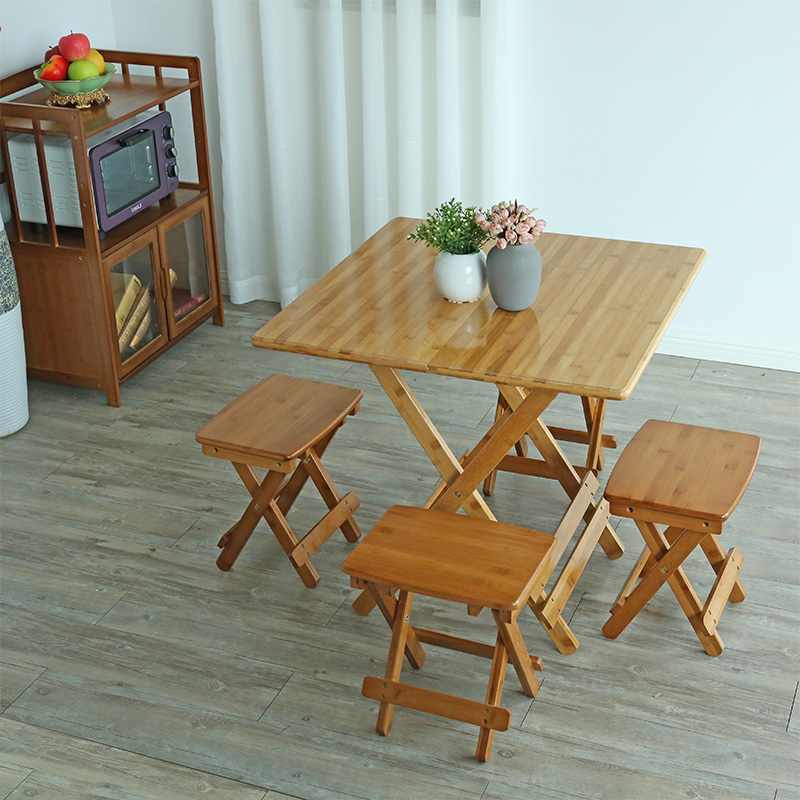 Bàn gấp tre bàn vuông đơn giản bàn ăn giải trí di động bàn tròn bàn ăn tre nhỏ căn hộ gấp bàn học - Bàn bàn học chống gù ismart