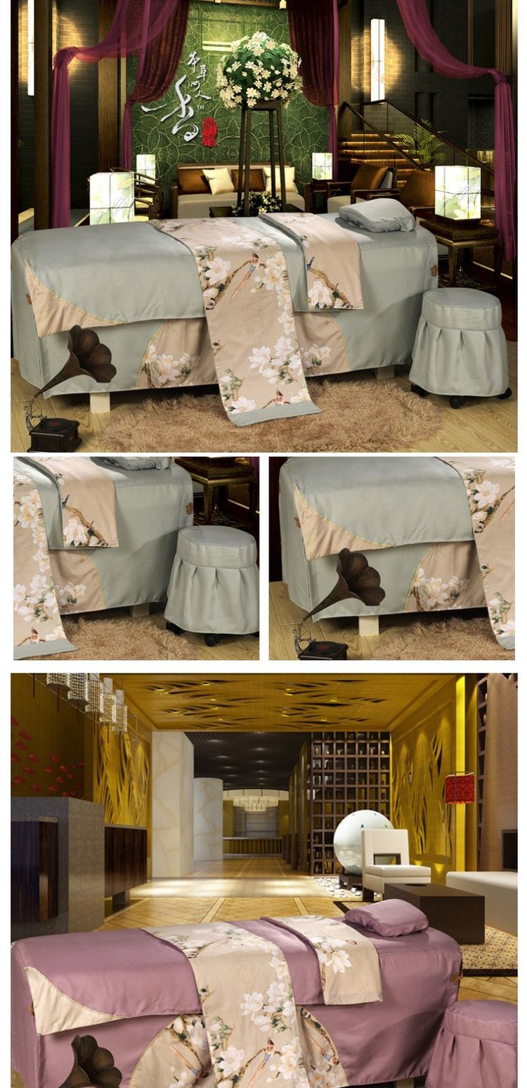 Đẹp vuông đẹp giường bốn mảnh vải lanh lanh thêu thêu giường massage thẩm mỹ viện đặc biệt bìa giường tùy chỉnh - Trang bị tấm mẫu ga giường spa