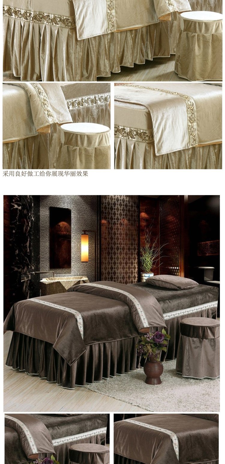 Đẹp giường vuông đẹp bao gồm bốn mảnh nhung bông đẹp thẩm mỹ viện giường đơn giản màu sắc đẹp vẻ đẹp bốn mảnh tùy chỉnh - Trang bị tấm giá khăn trải giường spa