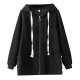 Fat mm spring and autumn hooded zipper cardigan long-sleeved sweatshirt jacket for women 200 pounds casual large size loose top trendy