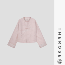 Zhirou (Meixiangshuying) Spanish imported new Chinese style nested embossed leather jacket with elegant button-down top