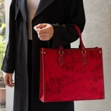 Вместительная и большая красная сумка через плечо для невесты, с вышивкой, премиум класс