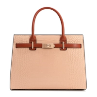 Бежевый крокодильный подарочный пакет+шелковый шарф