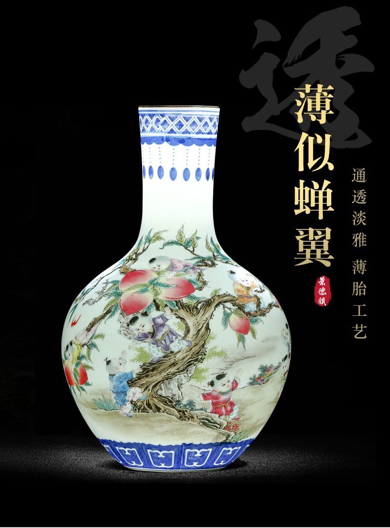 Jingdezhen blue and white color bucket ceramics vase the general pot of furnishing articles antique Chinese style porch rich ancient frame sitting room adornment