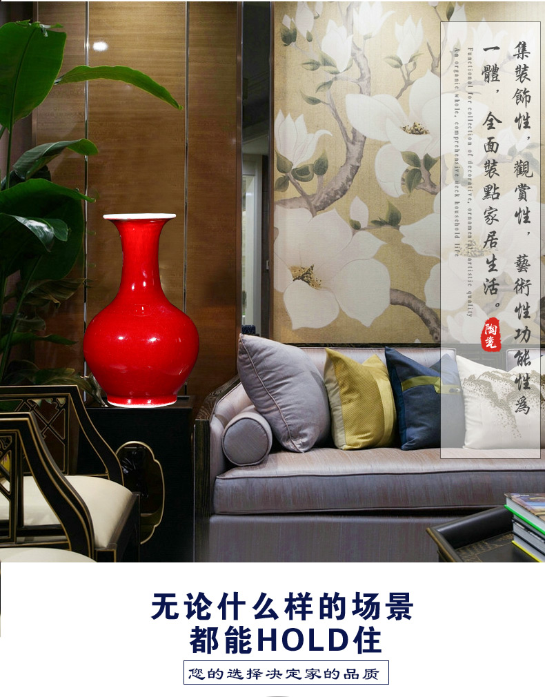 Jingdezhen ceramics archaize lang red crackle vases, flower arranging Chinese style restoring ancient ways household adornment handicraft furnishing articles