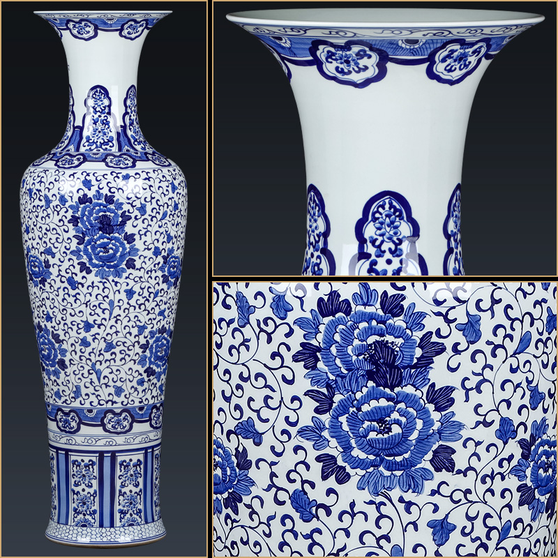 Jingdezhen ceramics of large blue and white porcelain vase heavy Chinese style household porch place, a large sitting room decoration