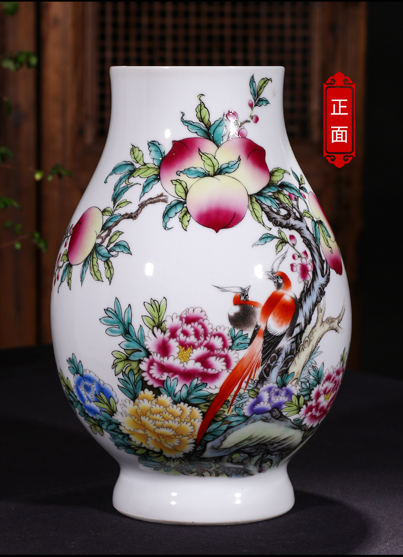 Jingdezhen ceramics wealth longevity vase furnishing articles sitting room porch rich ancient frame of Chinese style household adornment arranging flowers