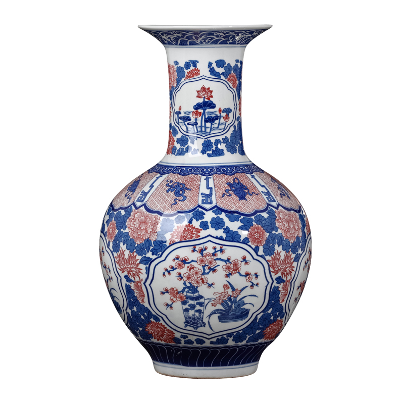 Jingdezhen ceramics blue and white youligong antique vase is placed large sitting room flower arranging home decoration arts and crafts