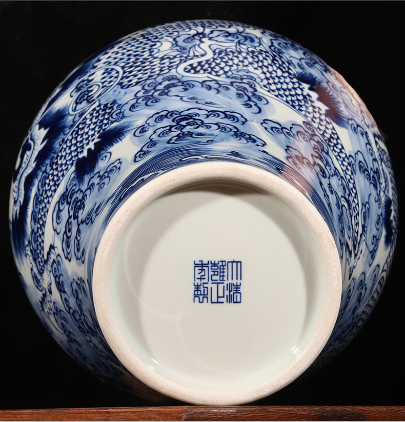 Jingdezhen ceramics imitation yongzheng hand - made Chinese blue and white porcelain vase archaize home rich ancient frame adornment furnishing articles