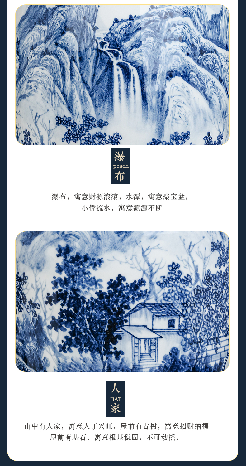 Jingdezhen famous scenery of blue and white porcelain vase hand - made ceramics furnishing articles sitting room flower arranging Chinese style household ornaments