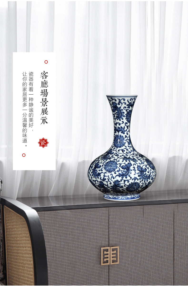 Jingdezhen ceramics hand - made antique blue and white porcelain vases, flower arranging new Chinese style home furnishing articles sitting room