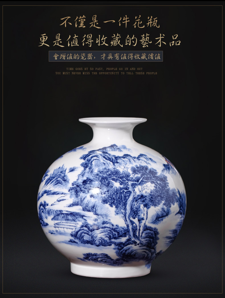 Jingdezhen ceramic blue and white porcelain vases, flower arrangement furnishing articles sitting room home TV ark, study Chinese decorative arts and crafts