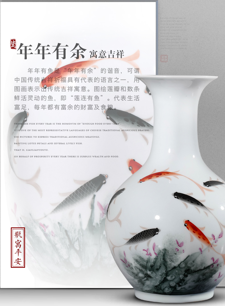 Jingdezhen ceramics vase furnishing articles sitting room flower arranging famous hand - made pastel TV ark, of Chinese style household ornaments