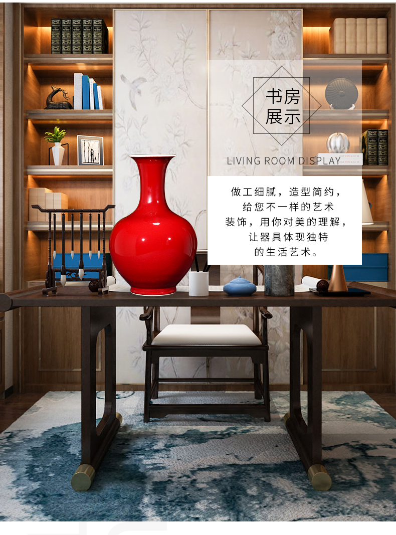 Jingdezhen ceramics archaize ji red vase furnishing articles sitting room flower arranging Chinese style household adornment of vintage wine