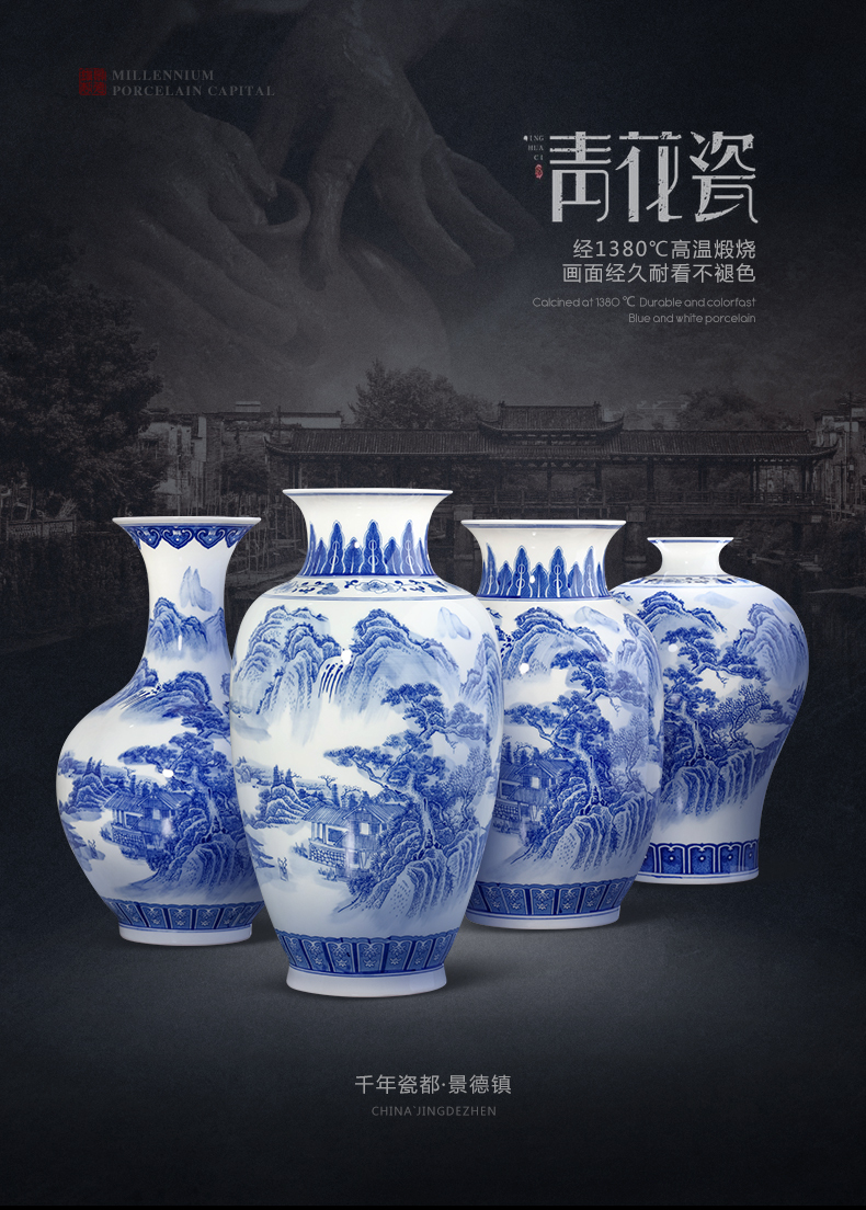 Jingdezhen ceramics antique blue and white porcelain vases, flower arrangement sitting room of Chinese style household adornment of TV ark, wine furnishing articles