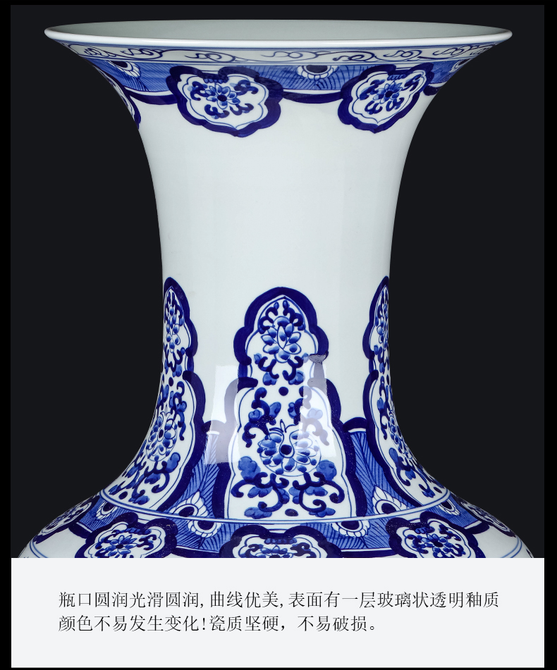 Jingdezhen ceramics of large blue and white porcelain vase heavy Chinese style household porch place, a large sitting room decoration