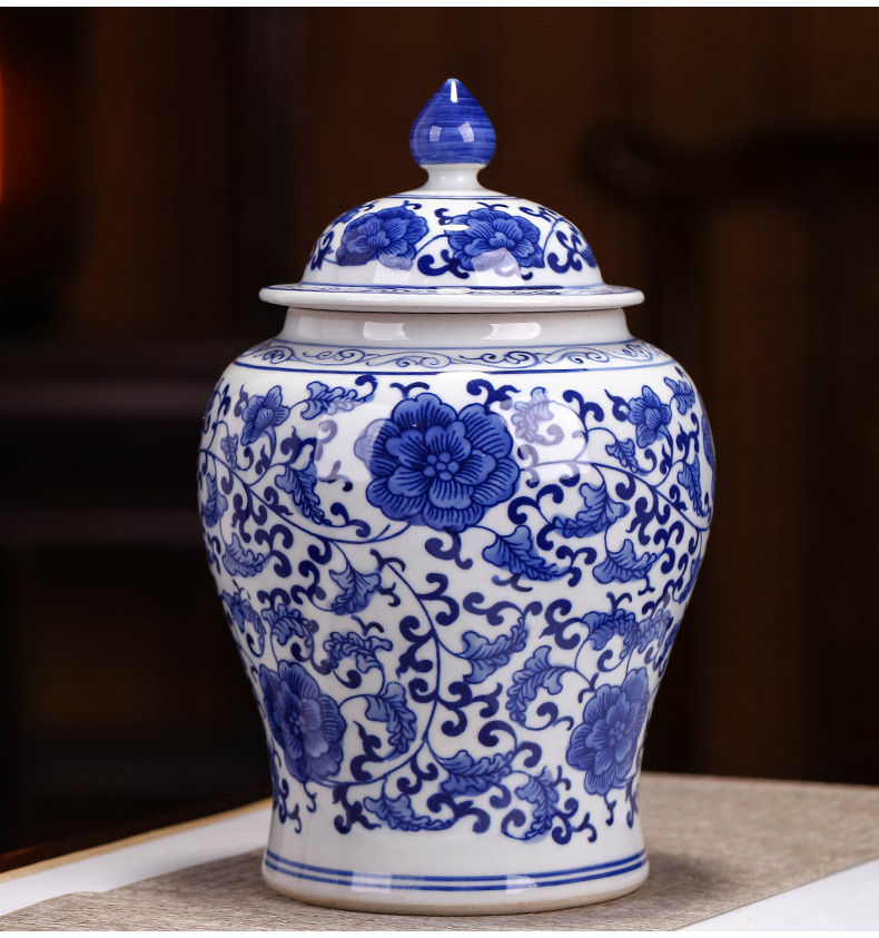 Jingdezhen blue and white porcelain tea pot home with cover puer tea pot 1 catty seal storage tank decorative ceramic furnishing articles