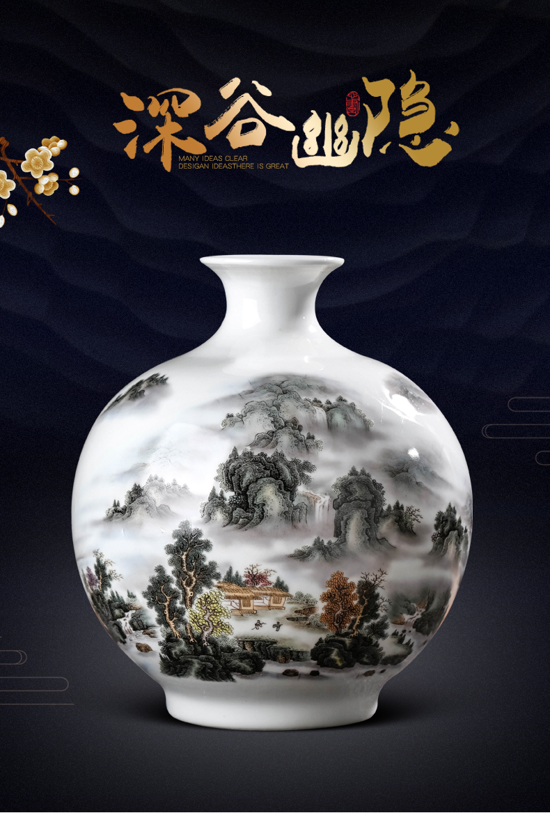 Jingdezhen ceramics vase furnishing articles living room flower arranging Chinese style household wine rich ancient frame decorative arts and crafts