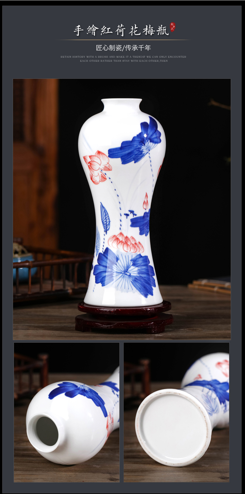 Jingdezhen ceramics hand - made Chinese blue and white porcelain vases, flower arrangement sitting room of rich ancient frame wine home decoration furnishing articles