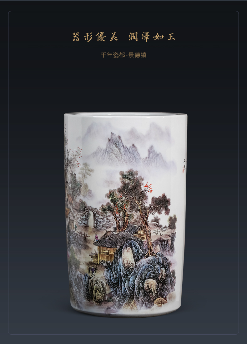 Jingdezhen ceramic painting and calligraphy calligraphy and painting to receive cylinder cylinder barrels of calligraphy and painting scroll cylinder study ground umbrella barrel decorative furnishing articles