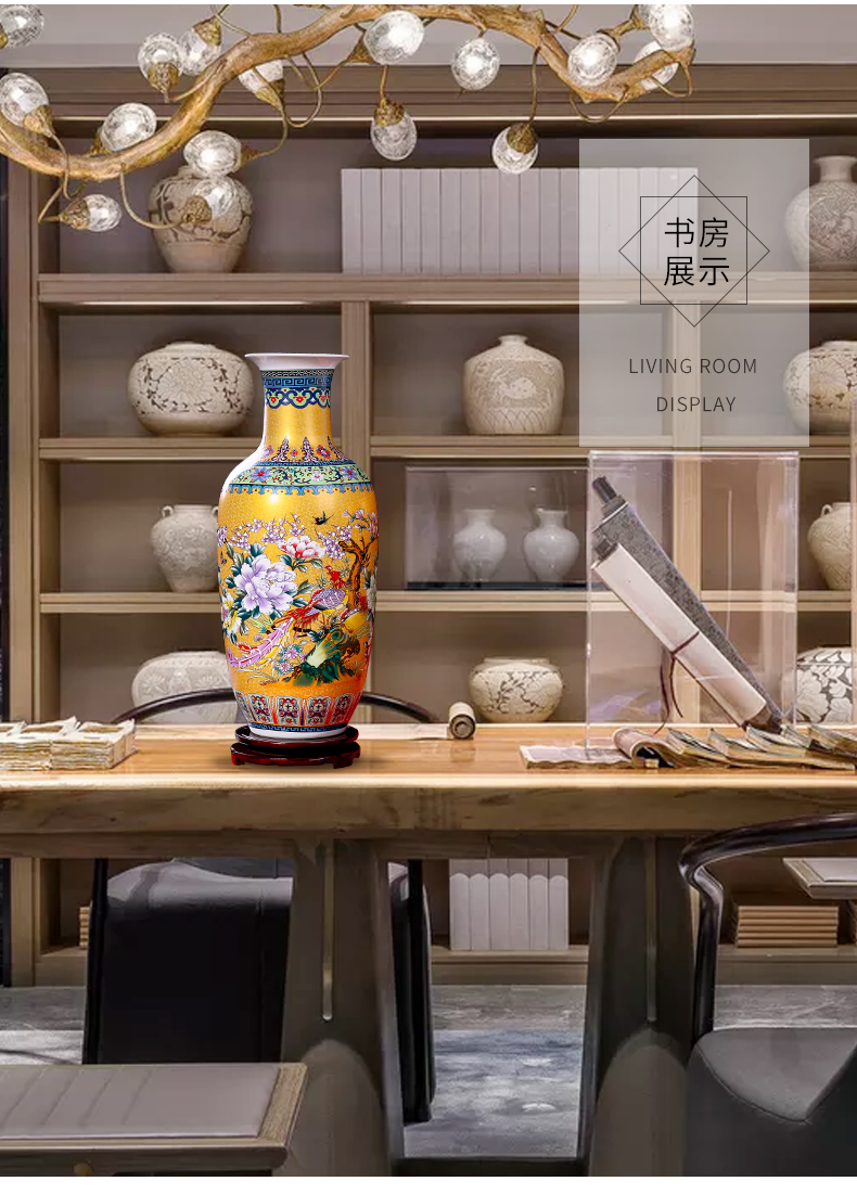 Jingdezhen enamel made pottery flower arranging machine of Chinese style household porcelain vase is placed in the sitting room porch large decorative arts and crafts