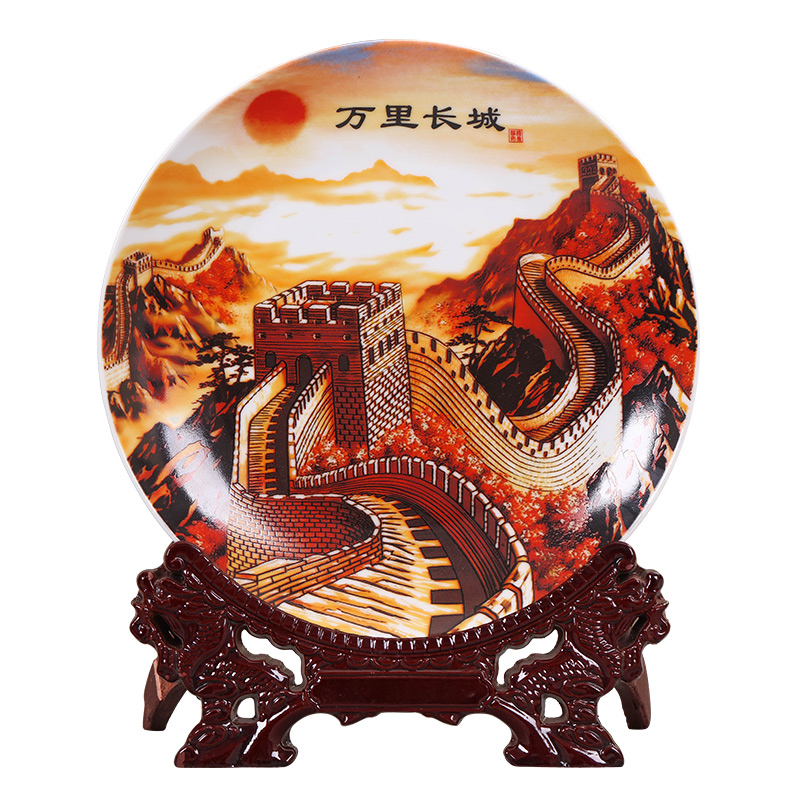Hang dish of jingdezhen ceramics decoration plate Chinese wine rich ancient frame home decoration handicraft furnishing articles sitting room