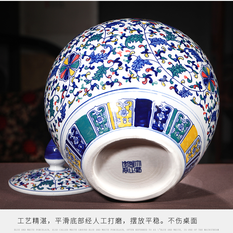 Jingdezhen ceramics archaize storage tank of blue and white porcelain tea pot of new Chinese style adornment furnishing articles large living room