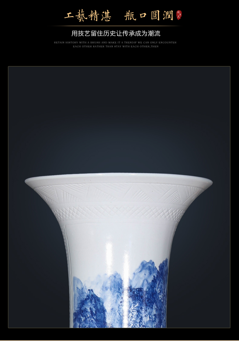 Jingdezhen ceramic of large blue and white porcelain vase Chinese style home furnishing articles adornment gift to heavy large living room