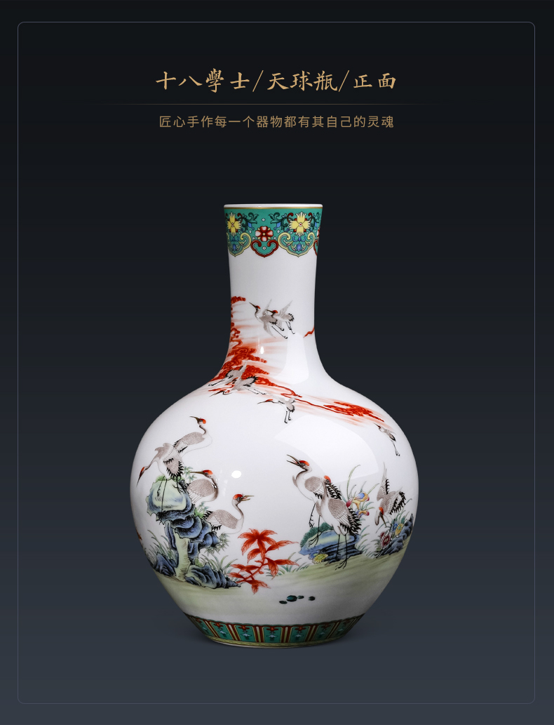 Famous jingdezhen ceramics powder enamel vase furnishing articles sitting room porch rich ancient frame of Chinese style household adornment arranging flowers