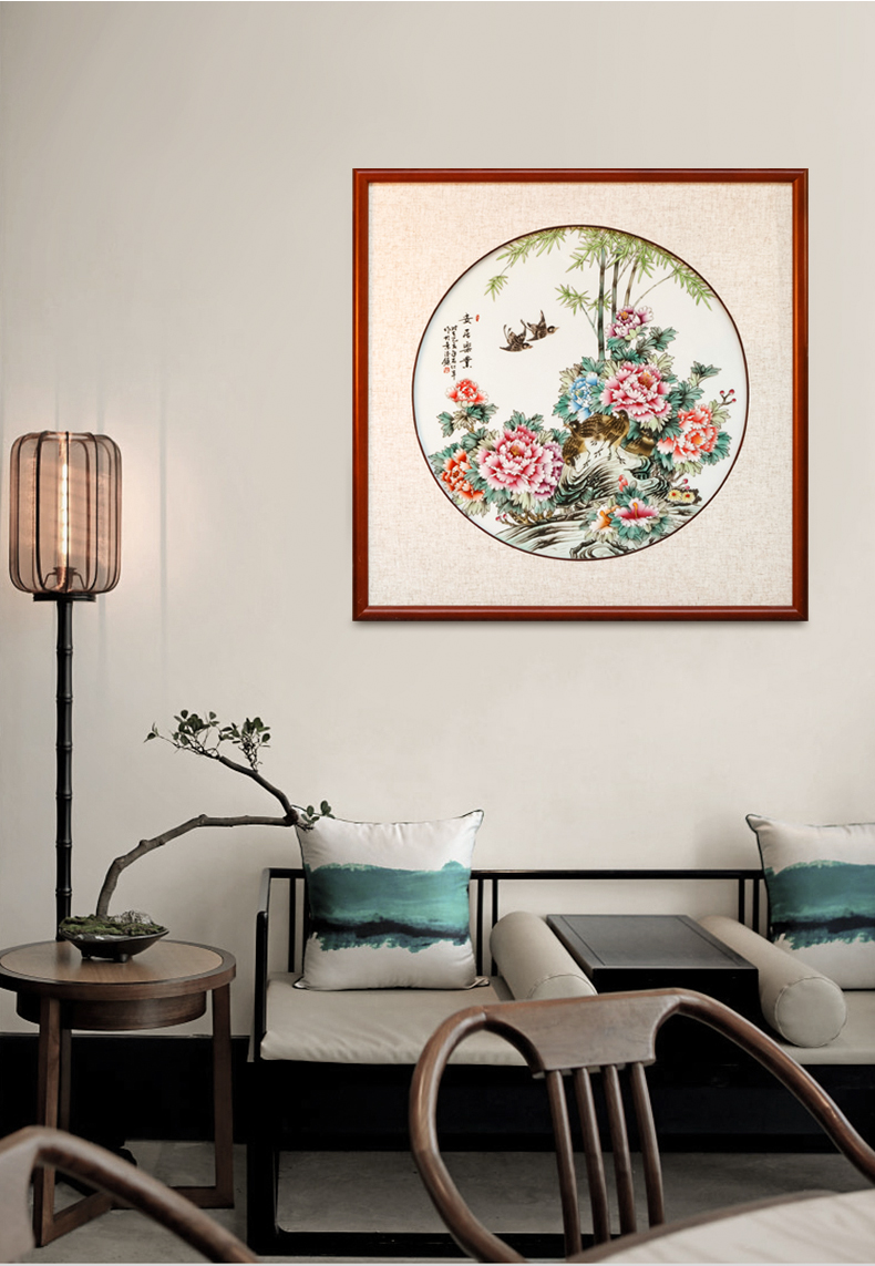 Jingdezhen ceramics porcelain plate painting of modern new Chinese style porch corridor corridor light key-2 luxury decoration painting in the wind