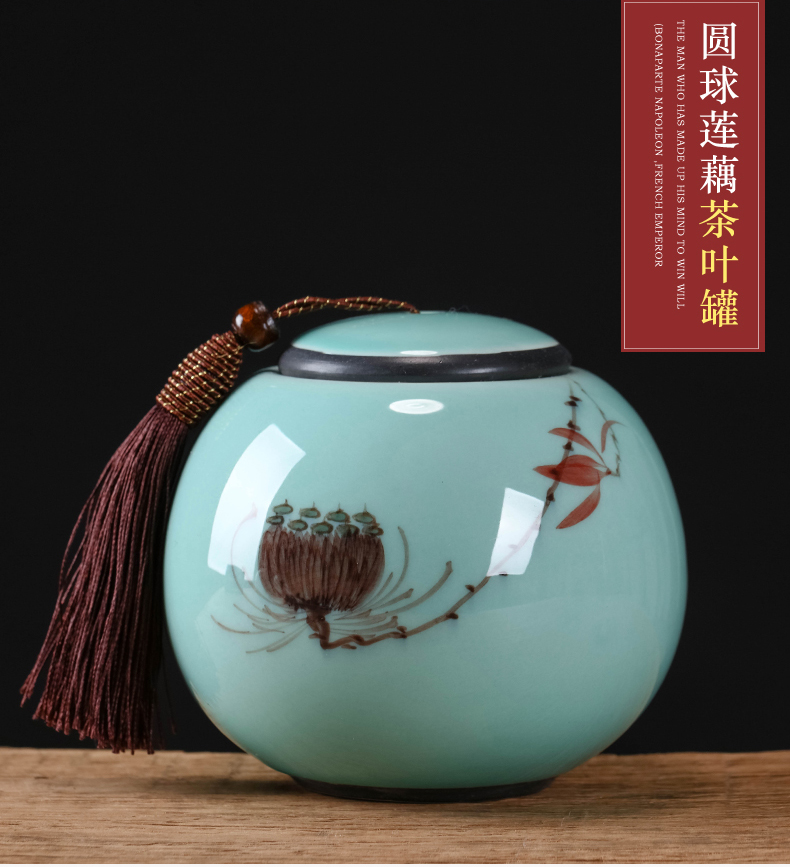 Jingdezhen ceramic hand - made caddy fixings small storage tank pu - erh tea and tea tea POTS sealed storage tank suit