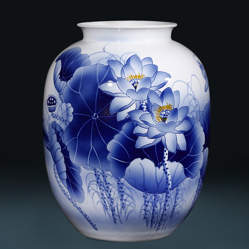 Jingdezhen ceramics hand - made archaize sitting room of large Chinese blue and white porcelain vase furnishing articles home decoration gifts