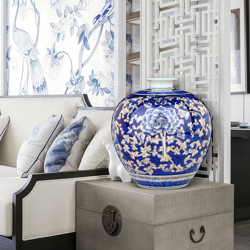 The Master of jingdezhen ceramics hand - made the see colour blue and white porcelain vase furnishing articles of Chinese style household adornment flower arranging living room