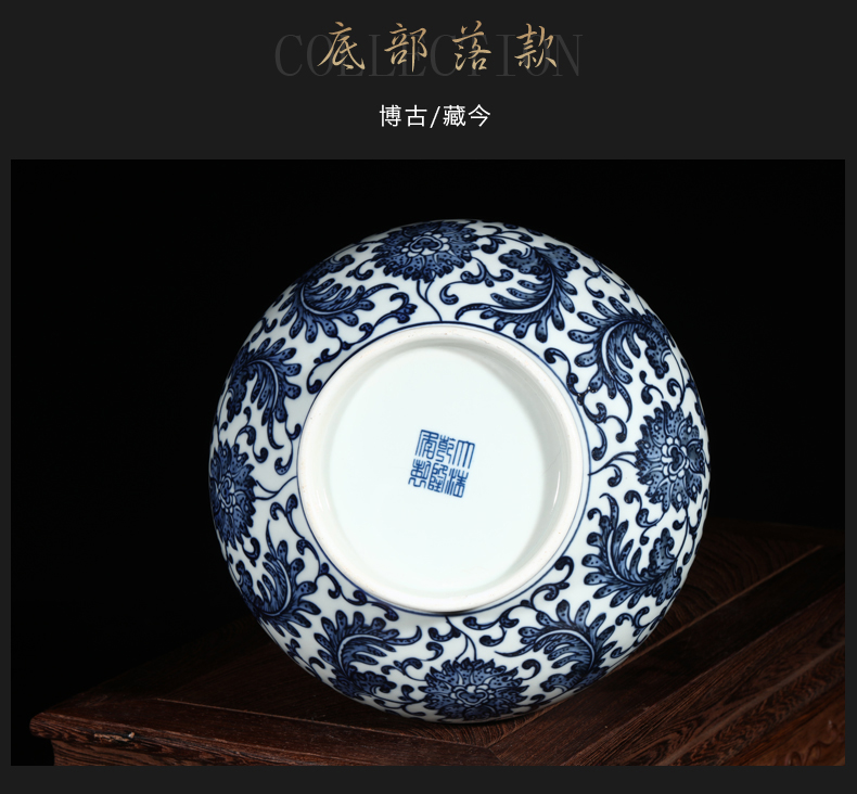 Jingdezhen ceramics hand - made antique blue and white porcelain vases, flower arranging new Chinese style home furnishing articles sitting room