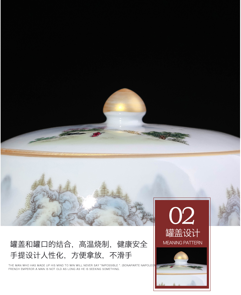 Jingdezhen ceramic barrel ricer box 10 jins 20 jins to household with cover storage tank moistureproof insect - resistant seal caddy fixings