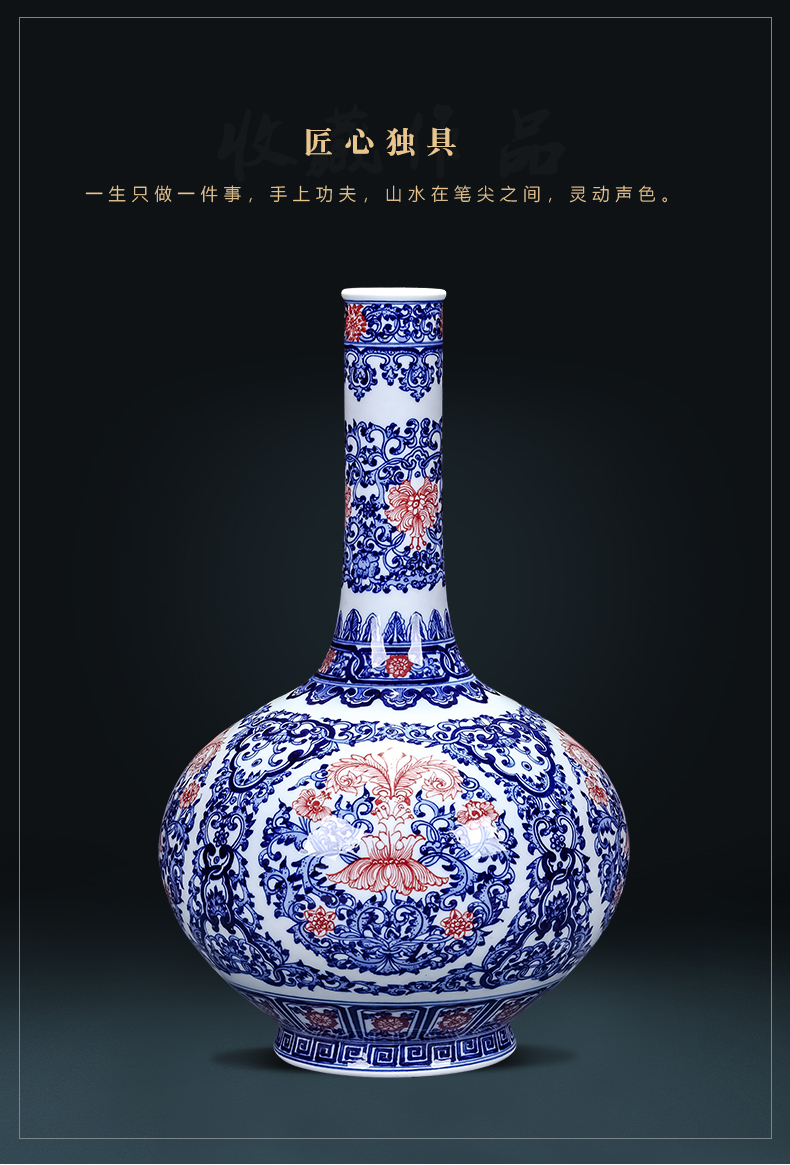 Jingdezhen ceramics hand - made of blue and white porcelain vases, flower arranging Chinese archaize sitting room porch ark, decorations furnishing articles