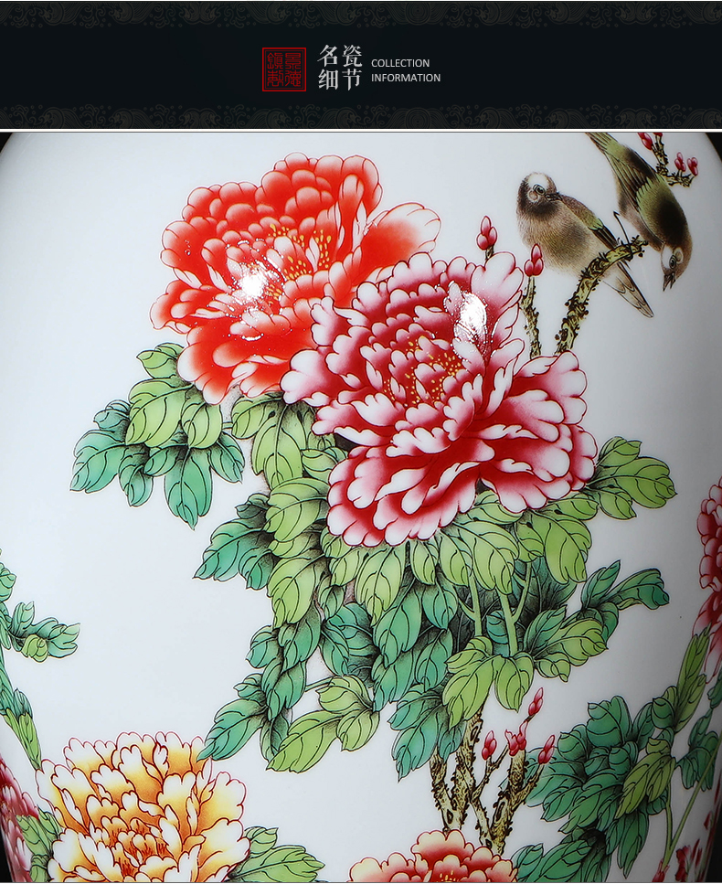 Chinese jingdezhen ceramics powder enamel vase peony flower arranging archaize sitting room porch decoration that occupy the home furnishing articles