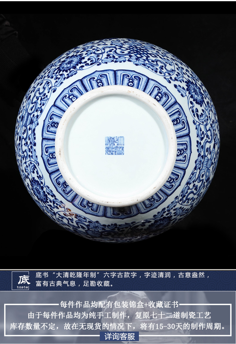 Jingdezhen ceramics imitation qianlong new Chinese blue and white porcelain vases, flower arrangement sitting room porch rich ancient frame furnishing articles