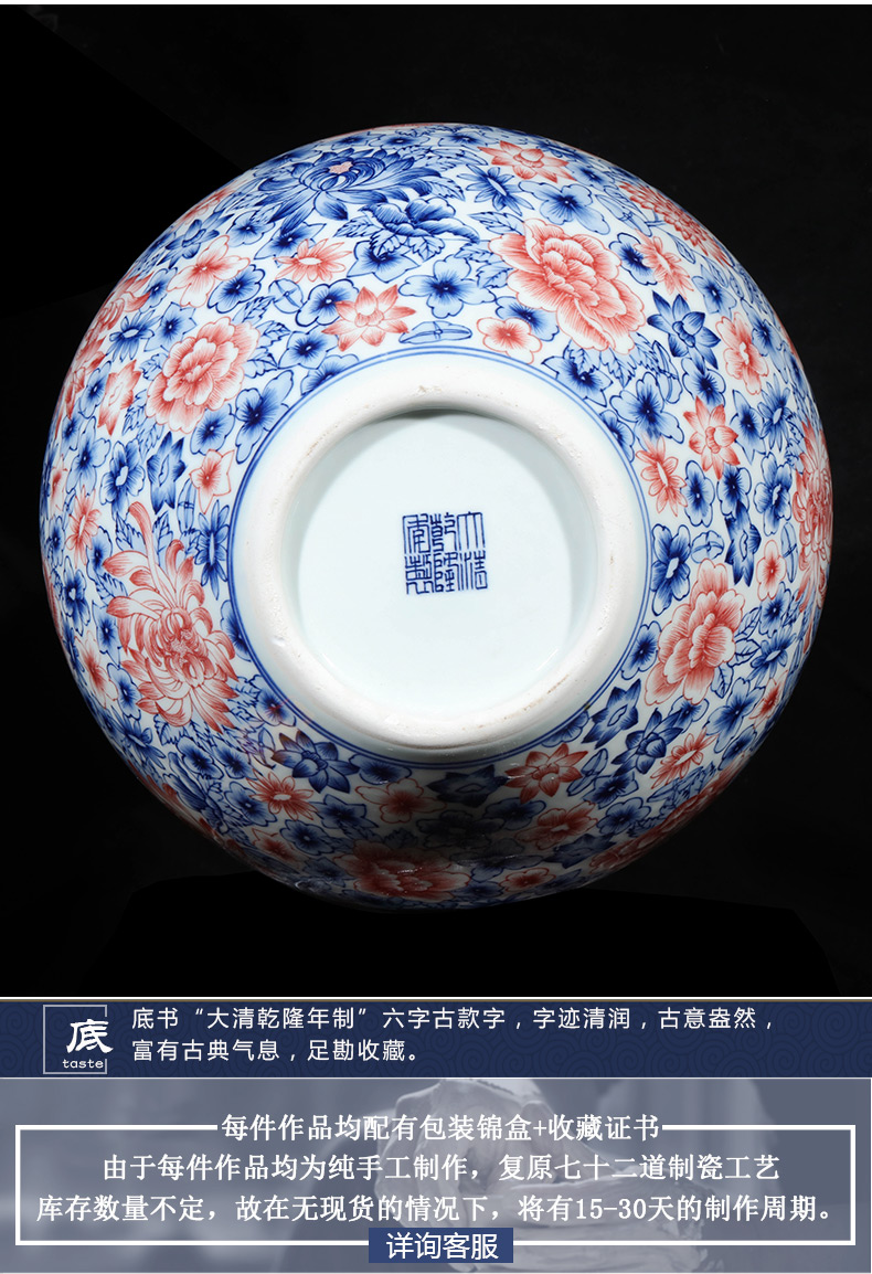 Jingdezhen ceramics imitation qianlong hand - made Chinese blue and white porcelain vases, flower arrangement sitting room porch decoration furnishing articles