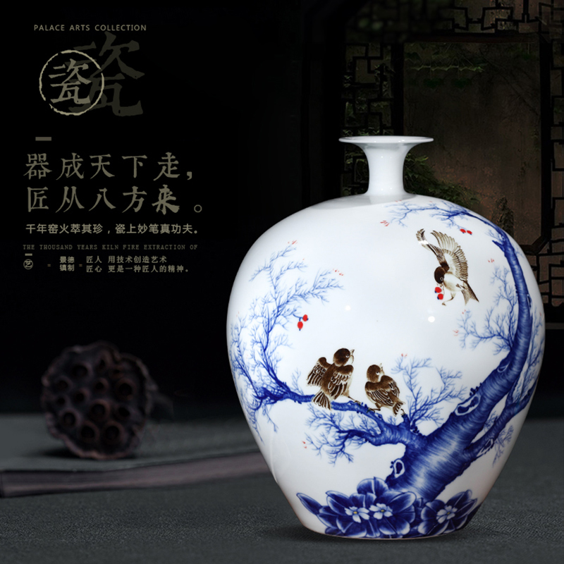 Famous master of jingdezhen ceramics hand - made vases large - sized pomegranate bottle the vibrant new Chinese style living room furnishing articles