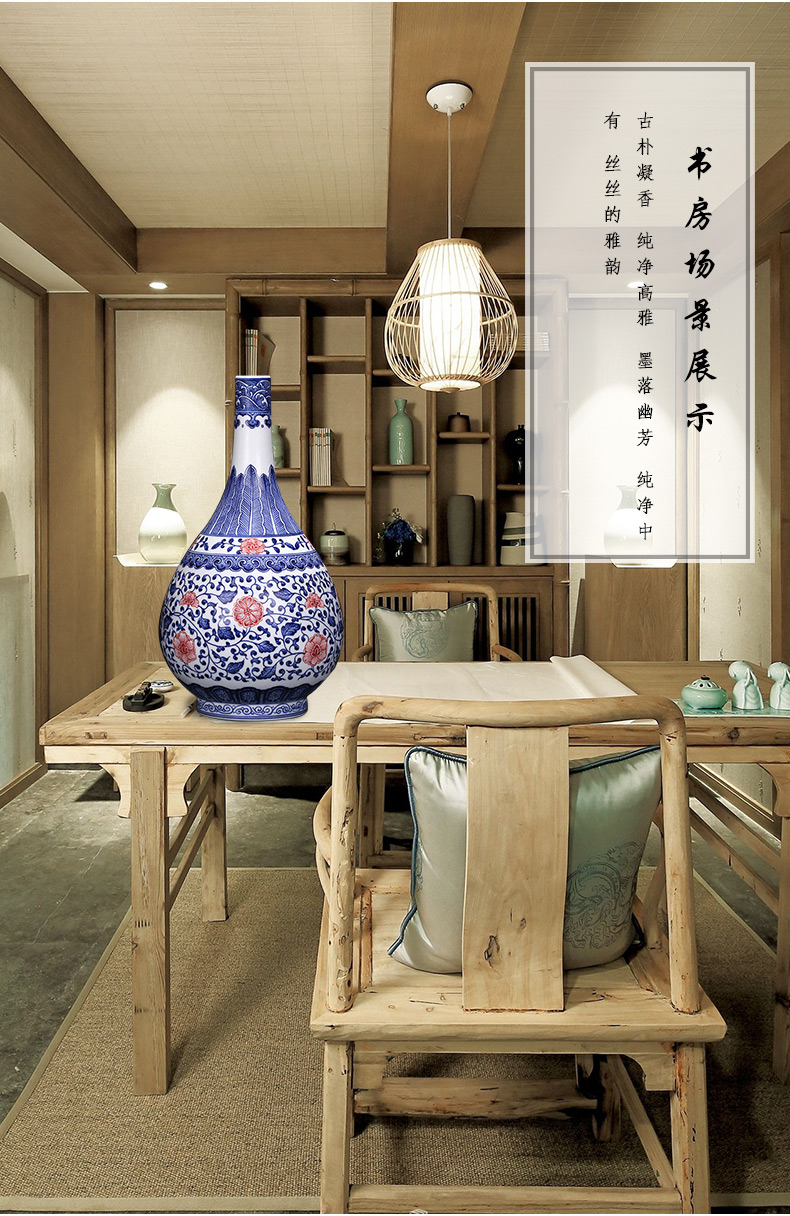 Jingdezhen ceramics creative manual imitation kangxi blue and white porcelain vases, new Chinese style sitting room adornment is placed