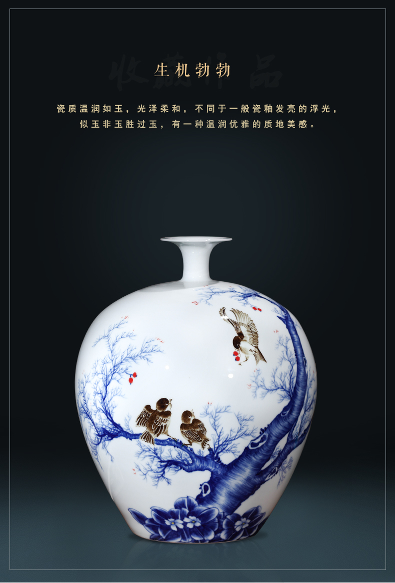 Famous master of jingdezhen ceramics hand - made vases large - sized pomegranate bottle the vibrant new Chinese style living room furnishing articles