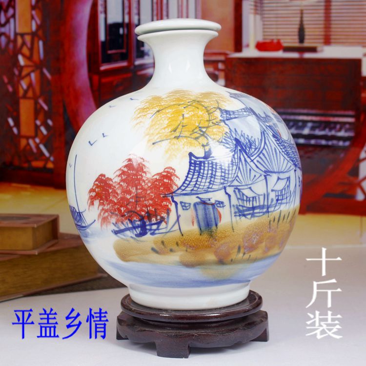 Jingdezhen 10 jins to ceramic seal wine empty wine bottle ten catties mercifully wine jar jar of ornaments
