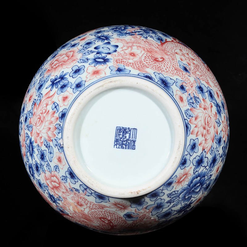 Jingdezhen ceramics imitation qianlong hand - made Chinese dragon pattern of blue and white porcelain vase flower arrangement sitting room place gift porcelain