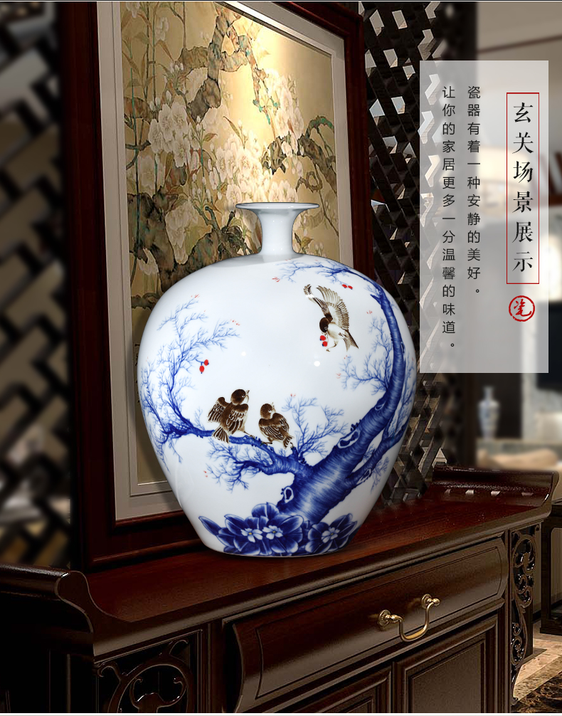 Famous master of jingdezhen ceramics hand - made vases large - sized pomegranate bottle the vibrant new Chinese style living room furnishing articles