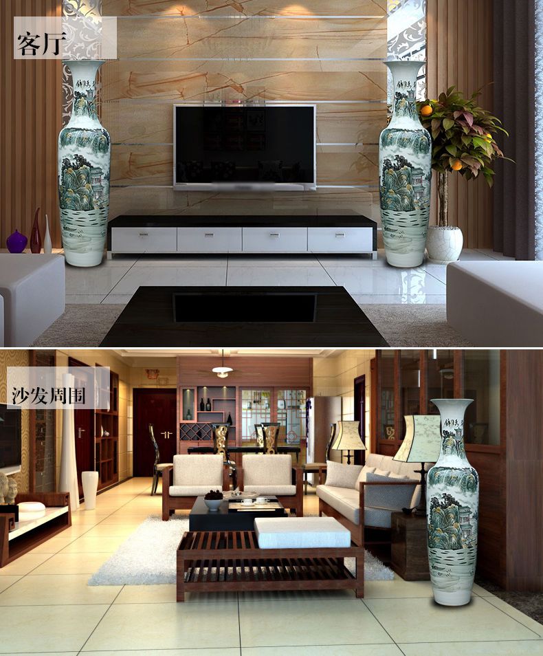 Jingdezhen ceramics hand - made large vases, Chinese style hotel lobby hall decorations furnishing articles business gifts